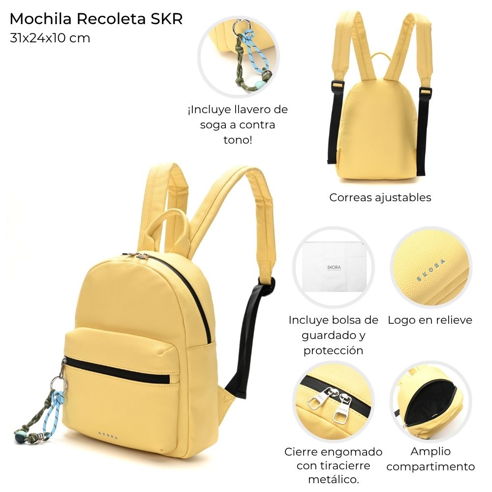 [147976] MOCHILA RECOLETA SKORA LIMON 31x24x10 CM